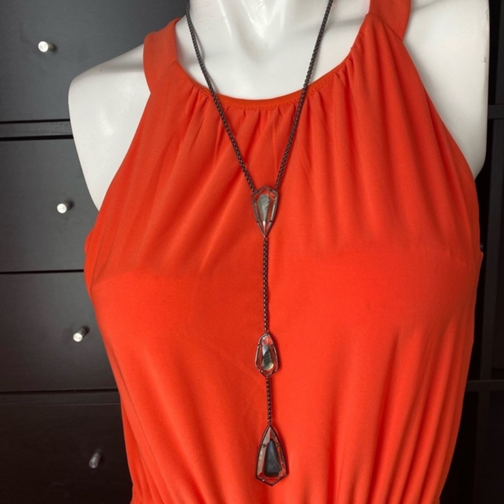 Kendra Scott Charlotte Gun Metal Mother of pearl Y necklace